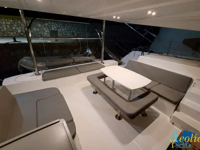 Deck of Aeolian Myth, a Lagoon 50 catamaran at Preveza, Greece