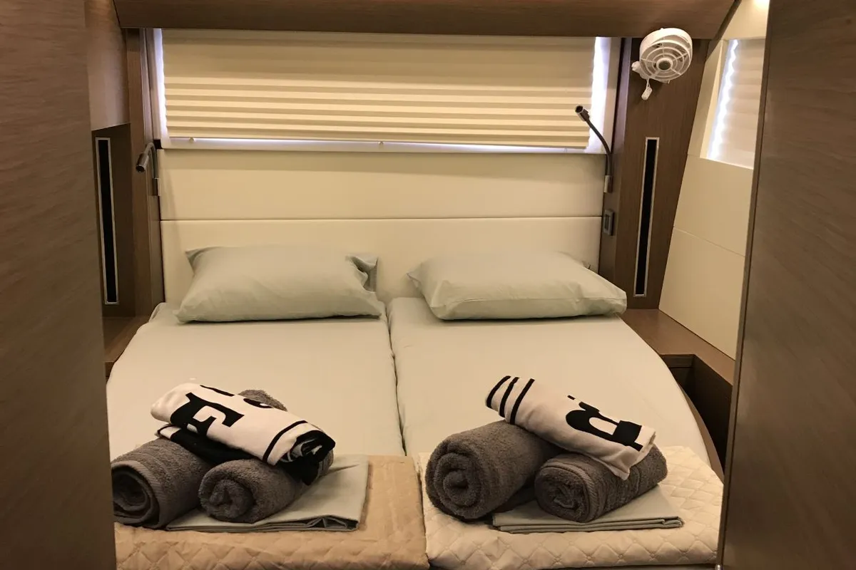 Cabin on Aeolian Myth, a Lagoon 50 catamaran at Preveza, Greece