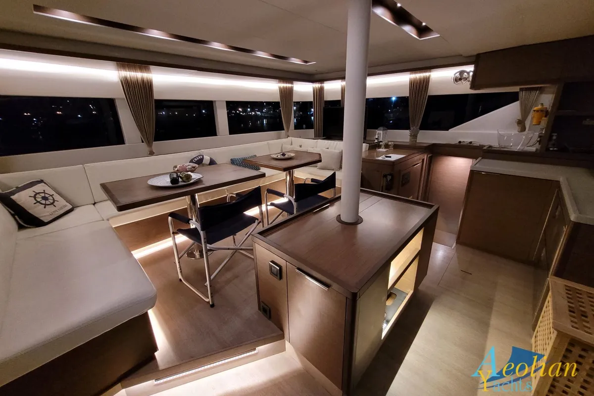 Salon of Aeolian Myth, a Lagoon 50 catamaran at Preveza, Greece