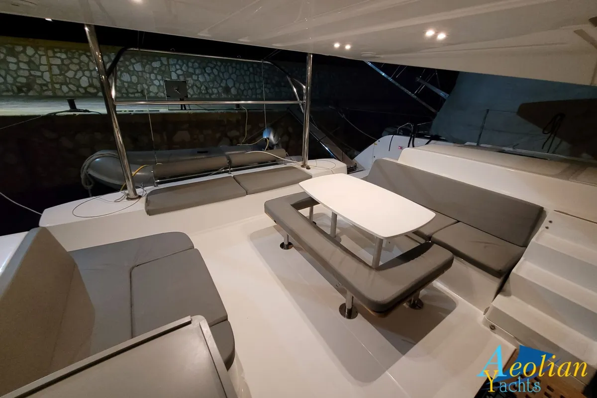 Deck of Aeolian Myth, a Lagoon 50 catamaran at Preveza, Greece
