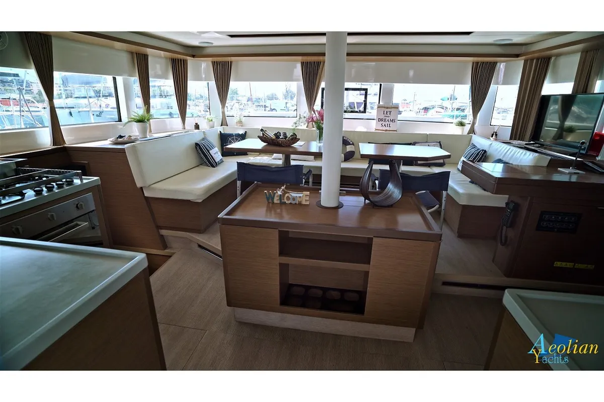 Salon of Aeolian Myth, a Lagoon 50 catamaran at Preveza, Greece
