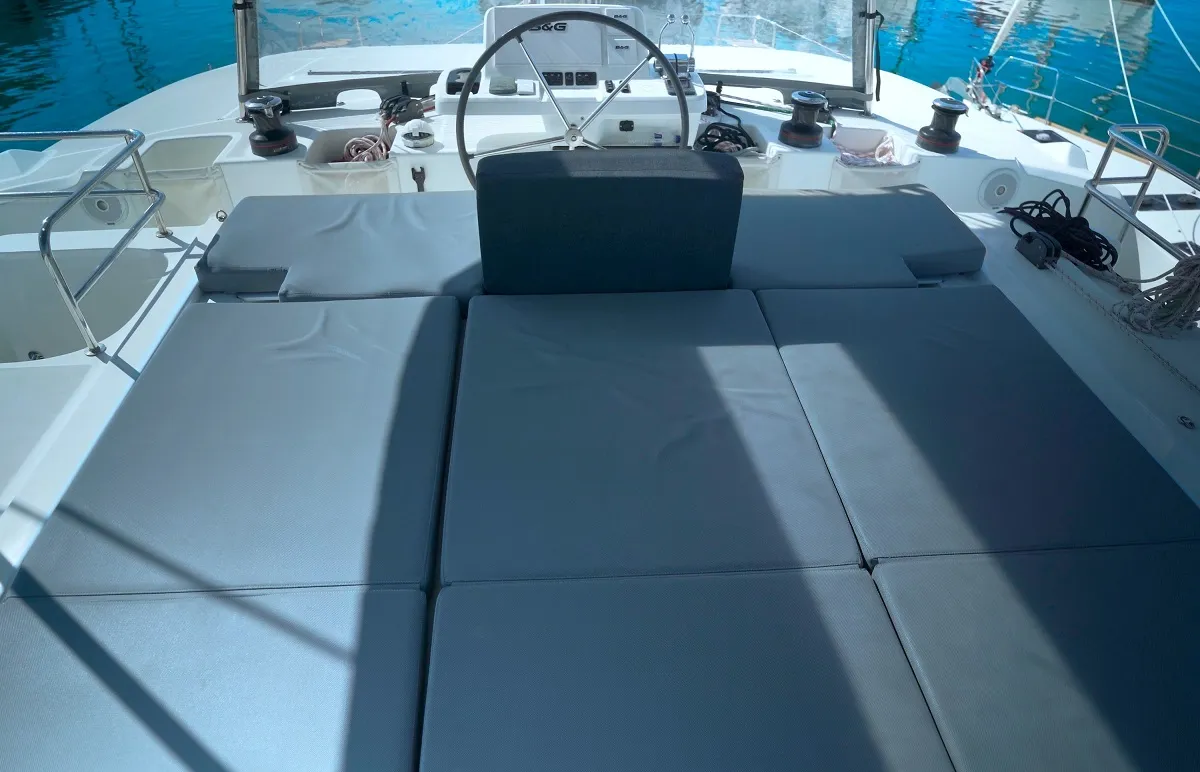 Cockpit of Aeolian Myth, a Lagoon 50 catamaran at Preveza, Greece