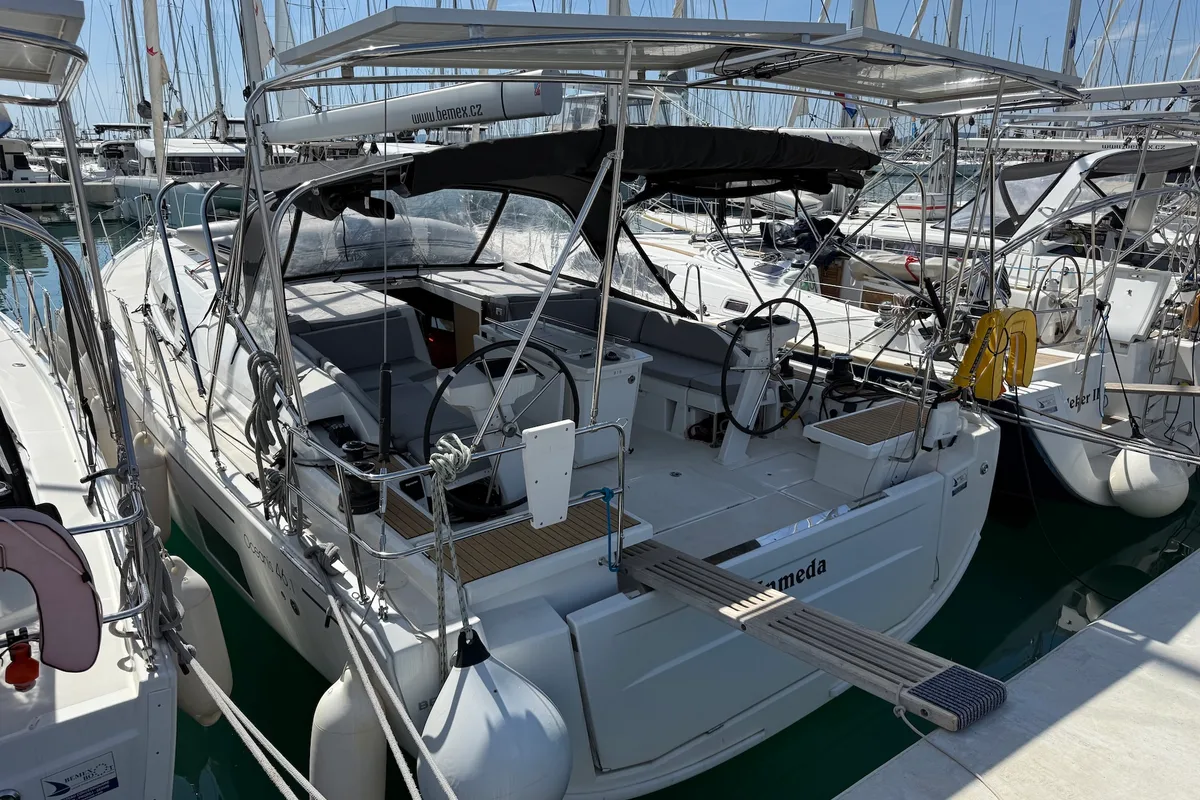 Exterior view of Inmeda, a Beneteau Oceanis 46.1 sailboat at Općina Sukošan, Croatia