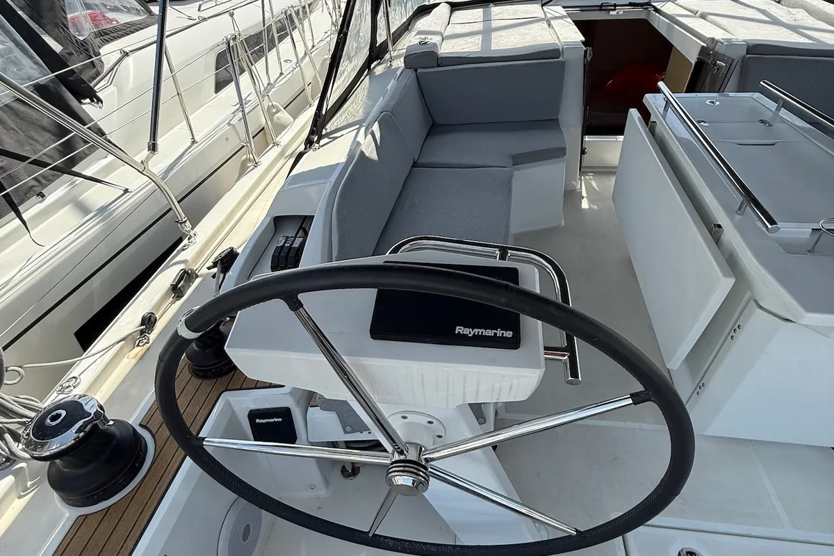 Cockpit of Inmeda, a Beneteau Oceanis 46.1 sailboat at Općina Sukošan, Croatia