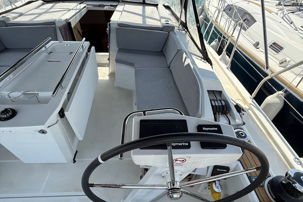 Cockpit of Inmeda, a Beneteau Oceanis 46.1 sailboat at Općina Sukošan, Croatia