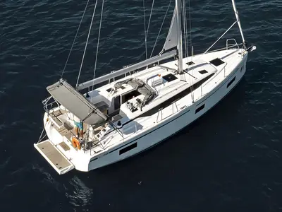Deck of Coconut, a Bavaria C38 sailboat at Fethiye, Turkey