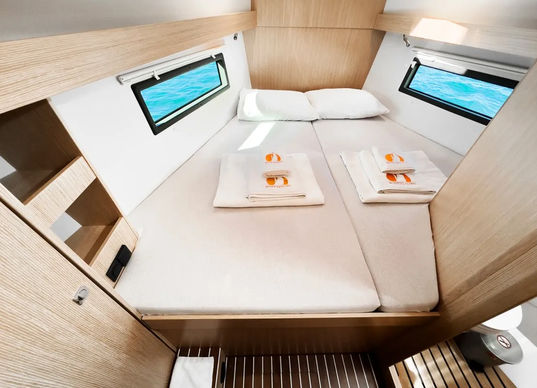 Cabin on Coconut, a Bavaria C38 sailboat at Fethiye, Turkey