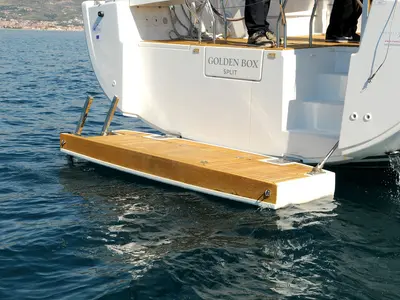 Deck of Golden Box, a Hanse 508 sailboat at Grad Kaštela, Croatia