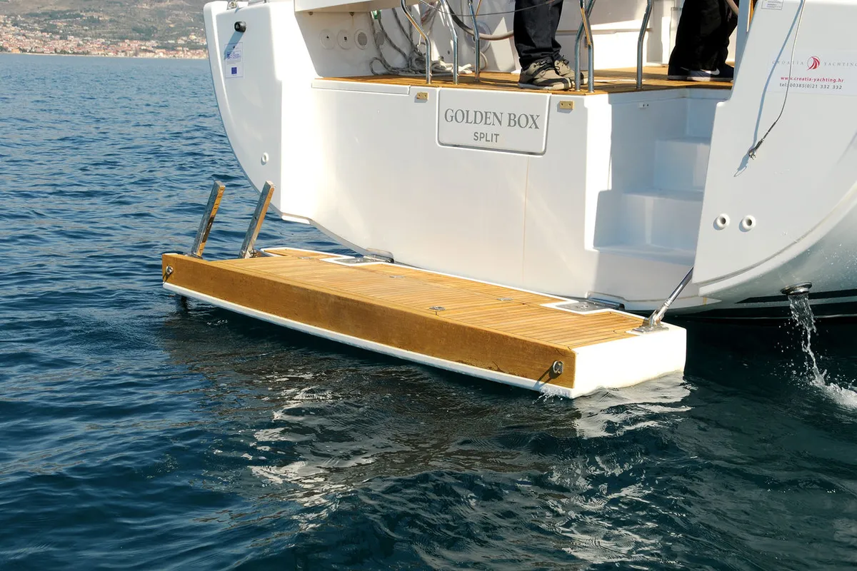 Deck of Golden Box, a Hanse 508 sailboat at Grad Kaštela, Croatia
