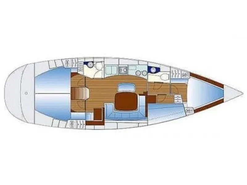 Floor plan of Hellenic Sky, a Bavaria 44 sailboat at Rhodes, Greece