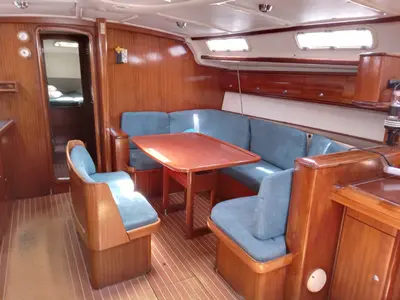 Salon of Hellenic Sky, a Bavaria 44 sailboat at Rhodes, Greece