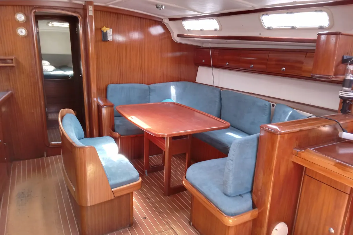 Salon of Hellenic Sky, a Bavaria 44 sailboat at Rhodes, Greece