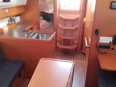 Galley of Sixteen, a Bavaria 37 Cruiser sailboat at Fisksätra, Sweden