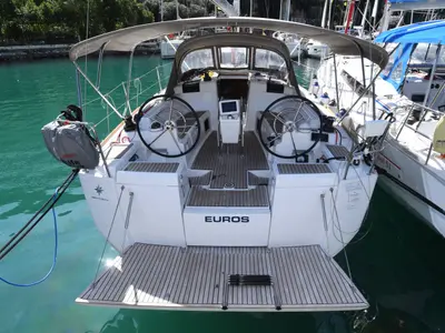 Deck of Euros, a Jeanneau Sun Odyssey 419 sailboat at Dubrovnik, Croatia