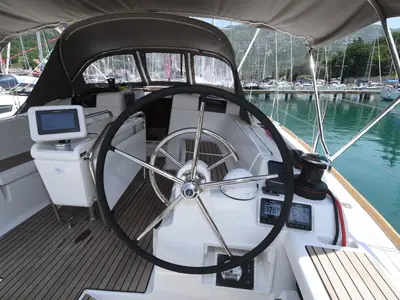 Cockpit of Euros, a Jeanneau Sun Odyssey 419 sailboat at Dubrovnik, Croatia