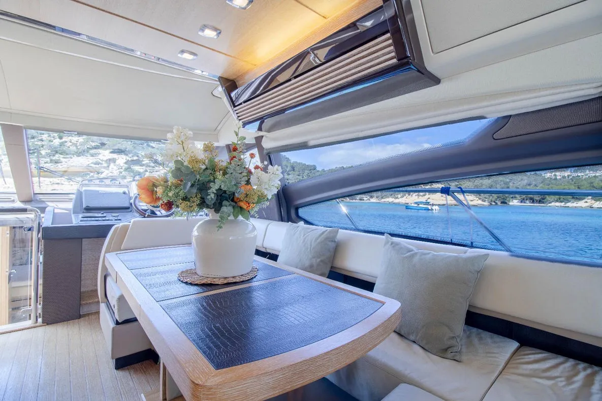 Salon of Not Dead Yet, a Azimut 64 motor yacht at Palma de Mallorca, Spain