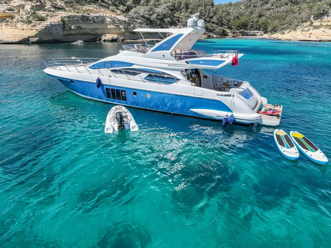 Exterior view of Not Dead Yet, a Azimut 64 motor yacht at Palma de Mallorca, Spain