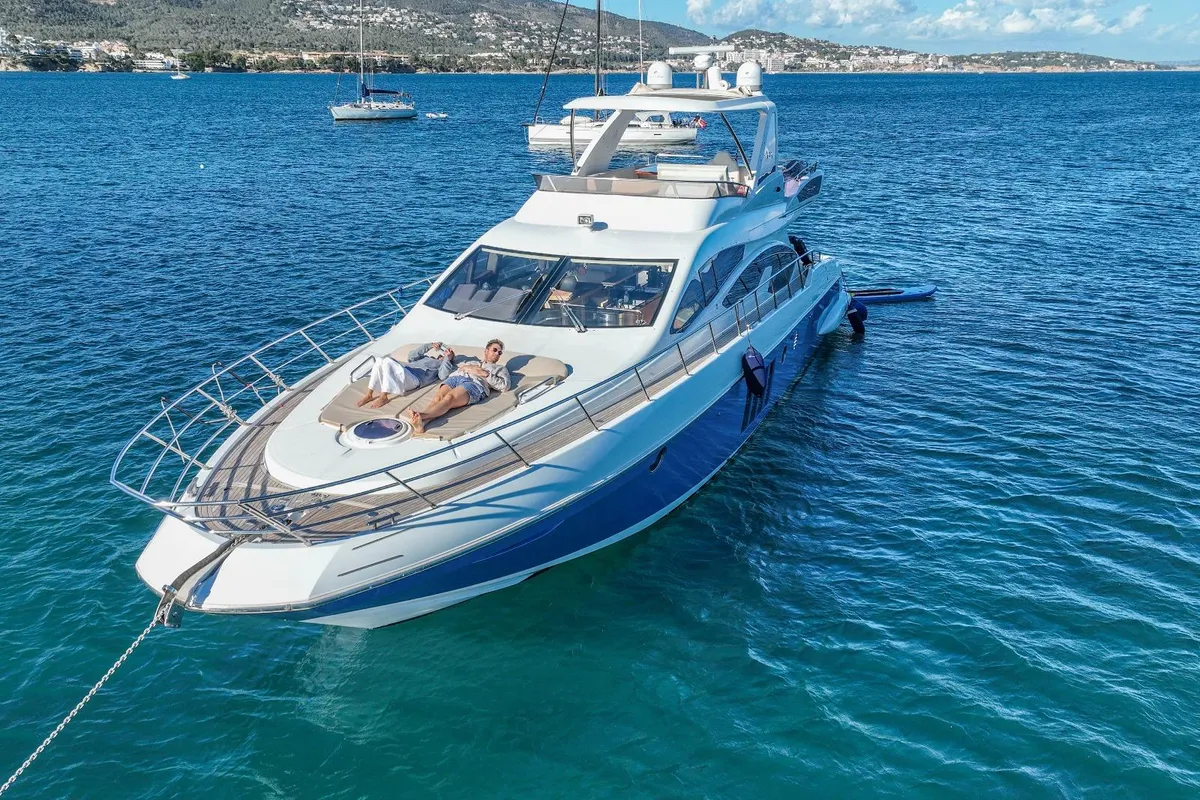 Exterior view of Not Dead Yet, a Azimut 64 motor yacht at Palma de Mallorca, Spain