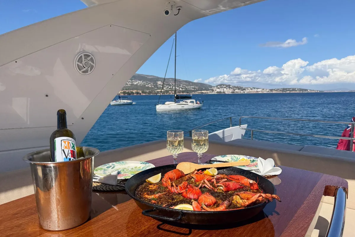 Deck of Not Dead Yet, a Azimut 64 motor yacht at Palma de Mallorca, Spain