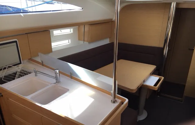 Galley of Sirius, a Elan Impression 45 sailboat at Grad Biograd na Moru, Croatia
