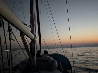 Deck of Artemis, a Beneteau Oceanis 411 sailboat at Athens, Greece
