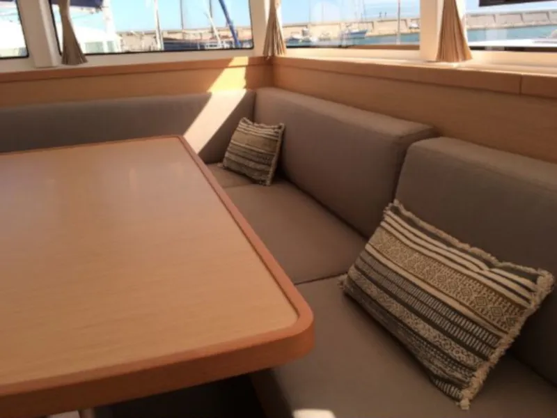 Salon of Mares, a Lagoon 42 catamaran at Sant Antoni de Portmany, Spain