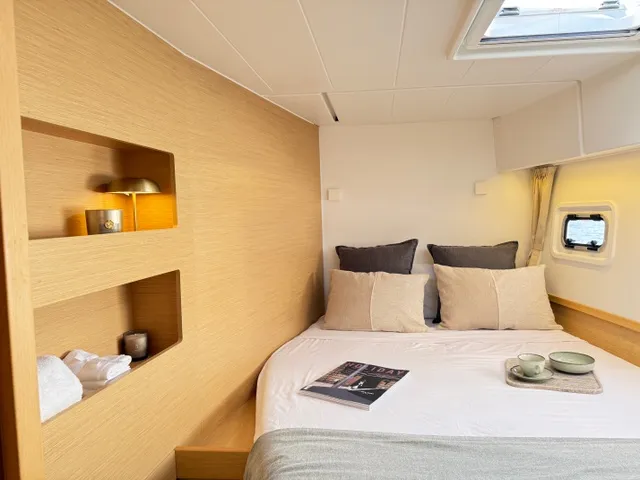 Cabin on Mares, a Lagoon 42 catamaran at Sant Antoni de Portmany, Spain