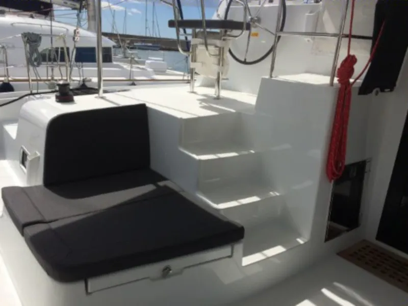 Deck of Mares, a Lagoon 42 catamaran at Sant Antoni de Portmany, Spain