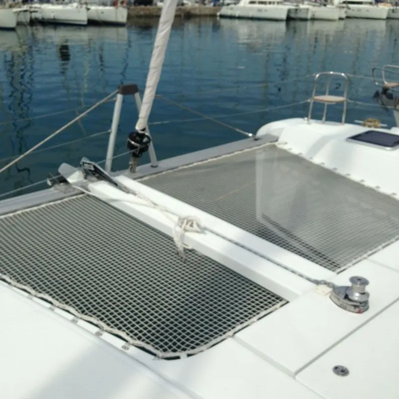 Deck of Aeolian Breeze, a Lagoon 42 catamaran at Preveza, Greece