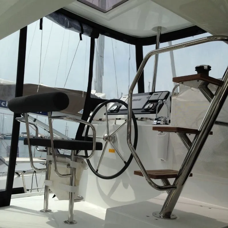 Cockpit of Aeolian Breeze, a Lagoon 42 catamaran at Preveza, Greece