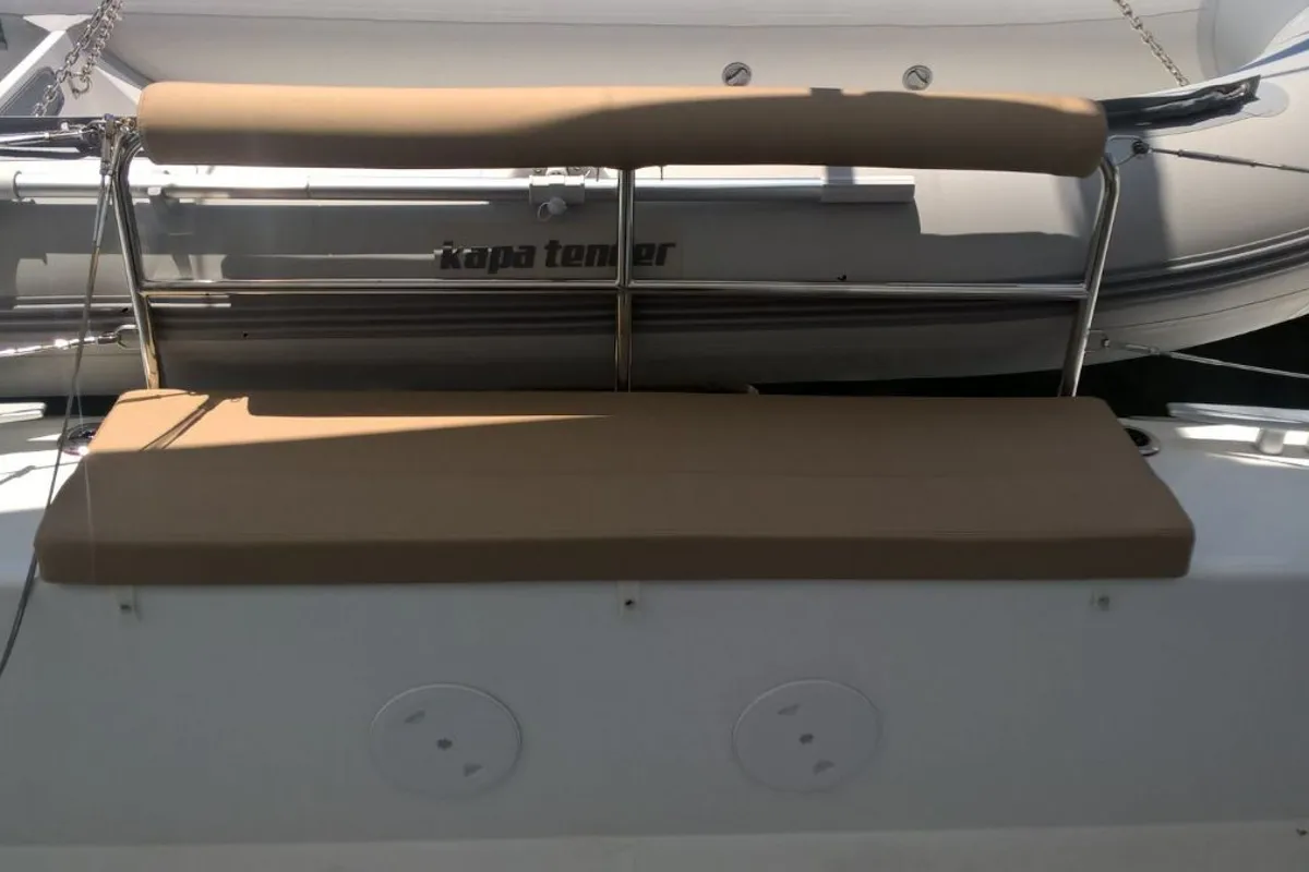 Deck of Aeolian Breeze, a Lagoon 42 catamaran at Preveza, Greece