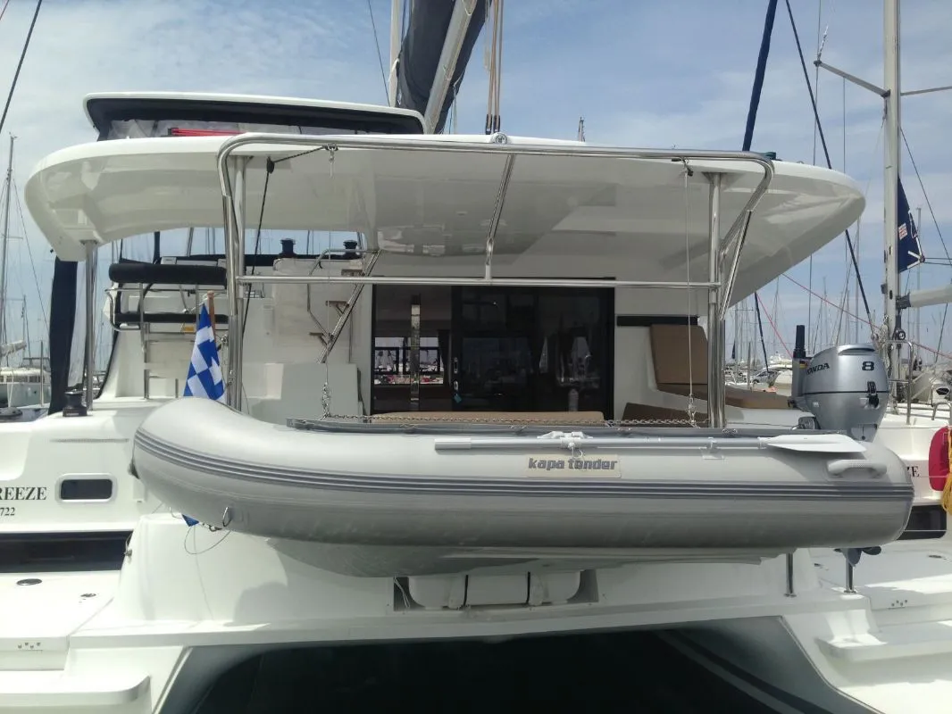 Exterior view of Aeolian Breeze, a Lagoon 42 catamaran at Preveza, Greece