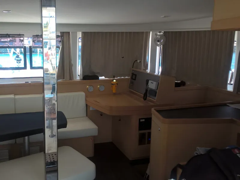 Salon of Aeolian Breeze, a Lagoon 42 catamaran at Preveza, Greece