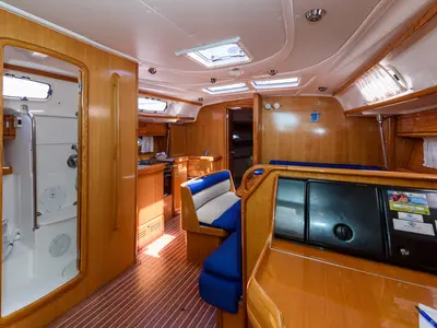 Salon of Blue Queen, a Bavaria 42 Cruiser sailboat at Grad Trogir, Croatia
