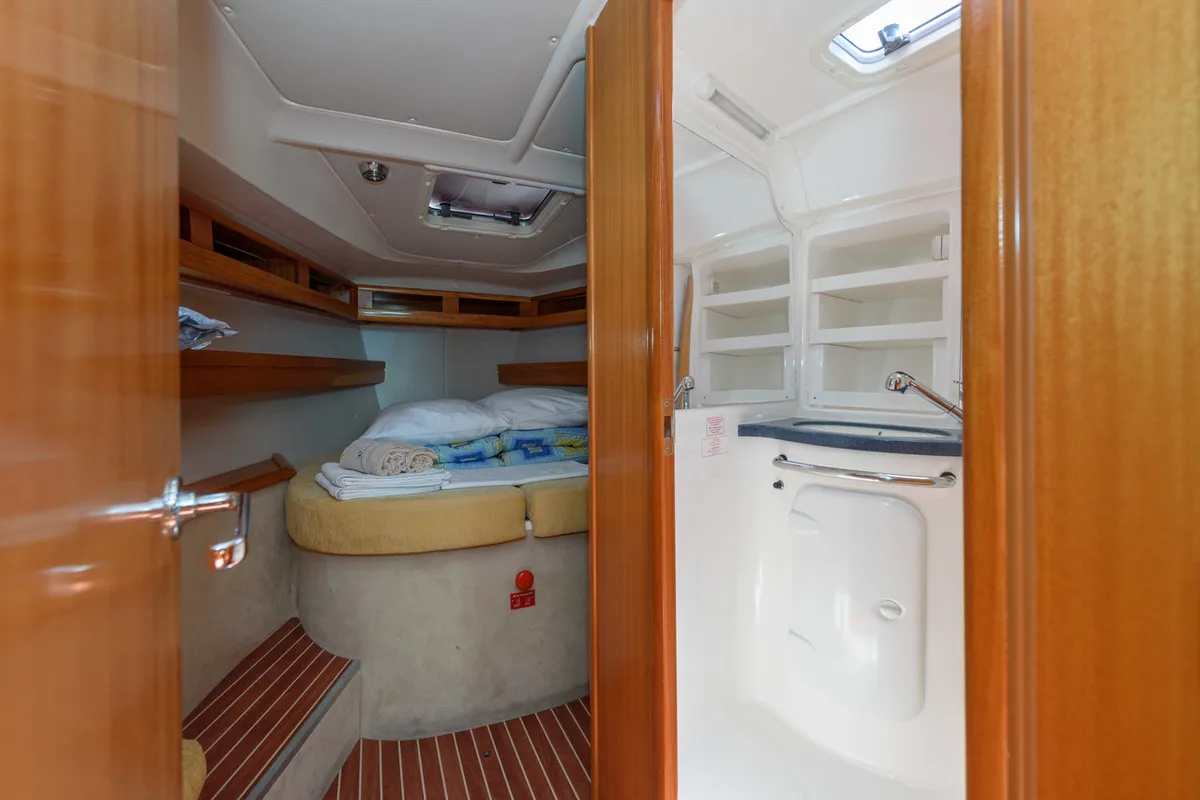 Cabin on Blue Queen, a Bavaria 42 Cruiser sailboat at Grad Trogir, Croatia
