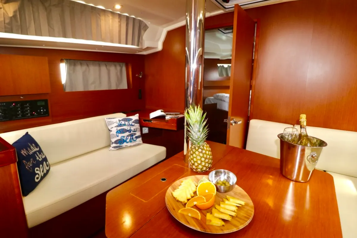 Salon of Mala Nevina, a Beneteau Oceanis 41.1 sailboat at Preveza, Greece