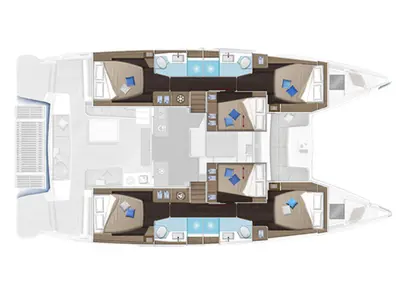 Floor plan of All For Love, a Lagoon 51 catamaran at Seget Donji, Croatia
