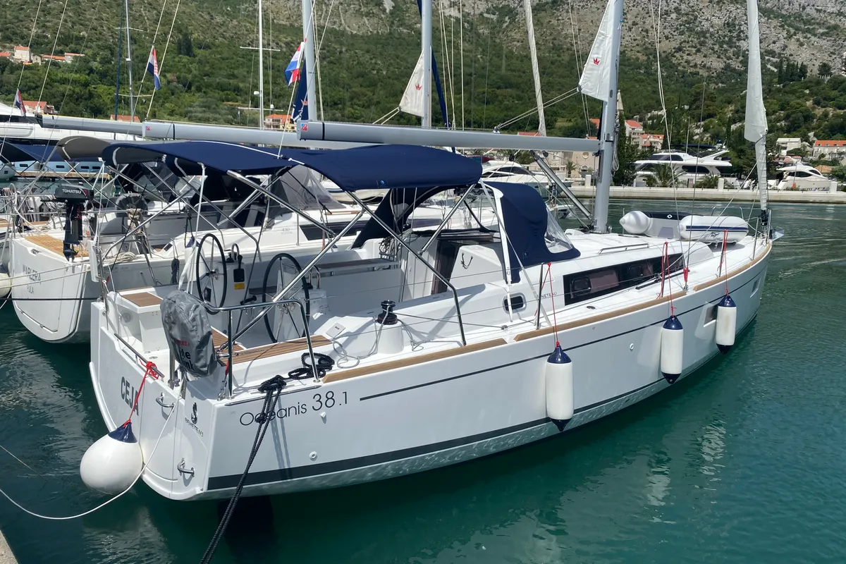 Exterior view of Ceja, a Beneteau Oceanis 38.1 sailboat at Dubrovnik, Croatia