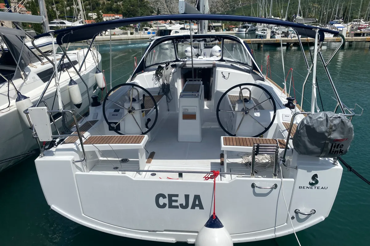 Exterior view of Ceja, a Beneteau Oceanis 38.1 sailboat at Dubrovnik, Croatia