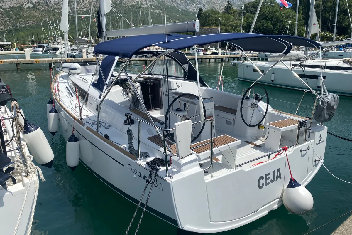 Exterior view of Ceja, a Beneteau Oceanis 38.1 sailboat at Dubrovnik, Croatia