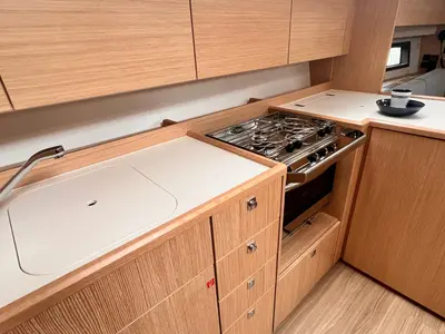 Galley of NAYJARA II, a Bavaria C42 sailboat at Cecina, Italy