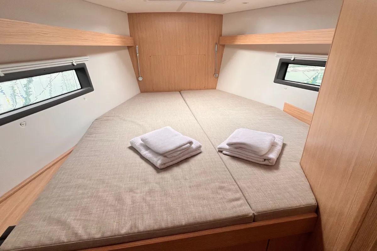 Cabin on NAYJARA II, a Bavaria C42 sailboat at Cecina, Italy