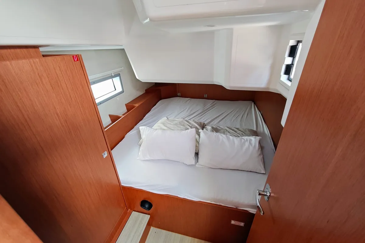 Cabin on Zen, a Bavaria C42 sailboat at Sukošan, Croatia