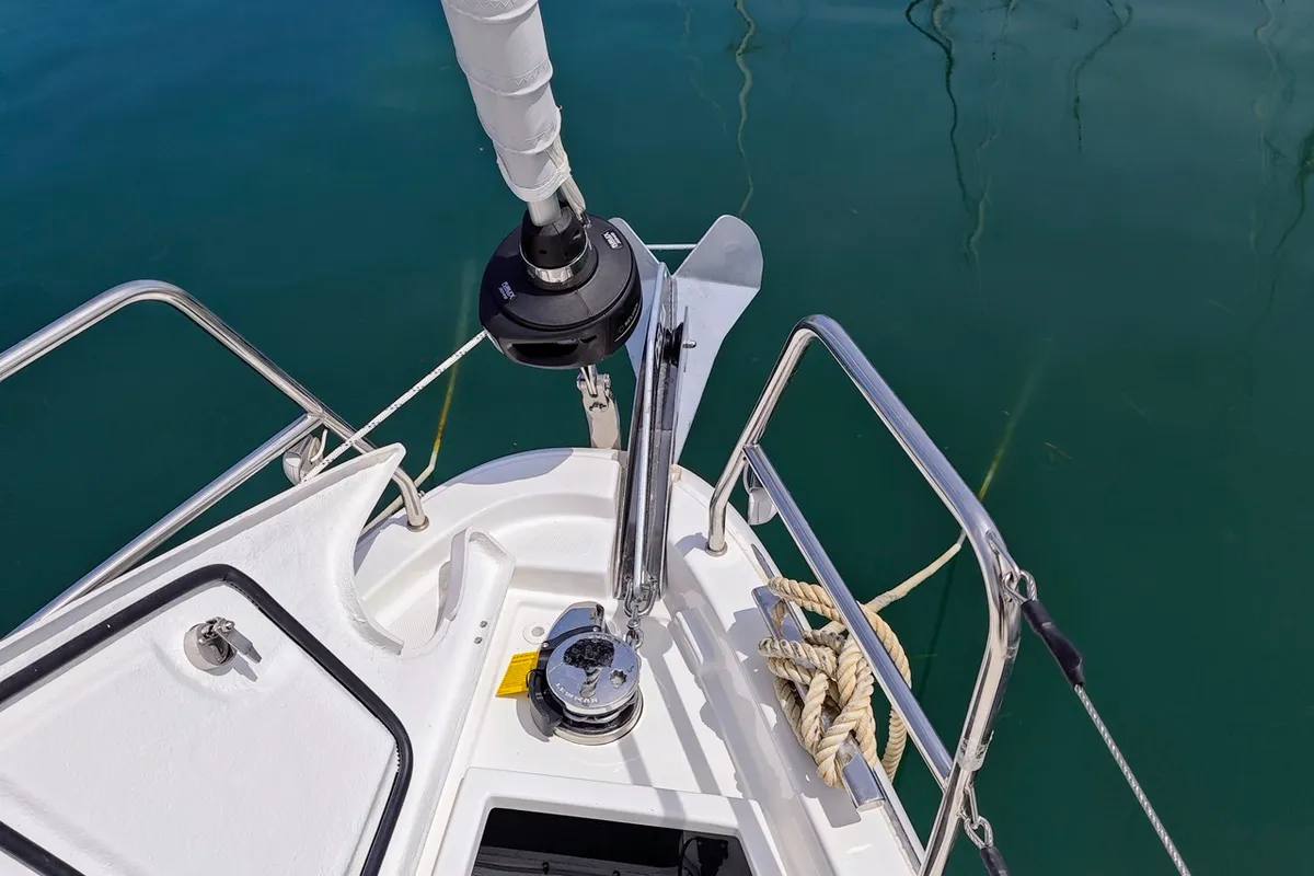 Deck of Zen, a Bavaria C42 sailboat at Sukošan, Croatia