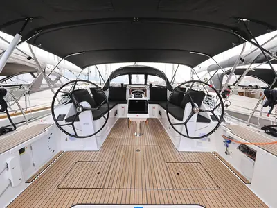 Cockpit of Abiona, a Bavaria Cruiser 46 sailboat at Grad Biograd na Moru, Croatia