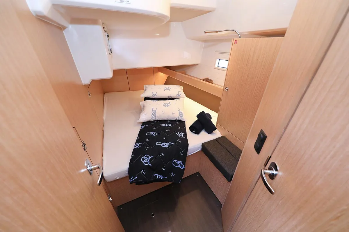 Cabin on Abiona, a Bavaria Cruiser 46 sailboat at Grad Biograd na Moru, Croatia