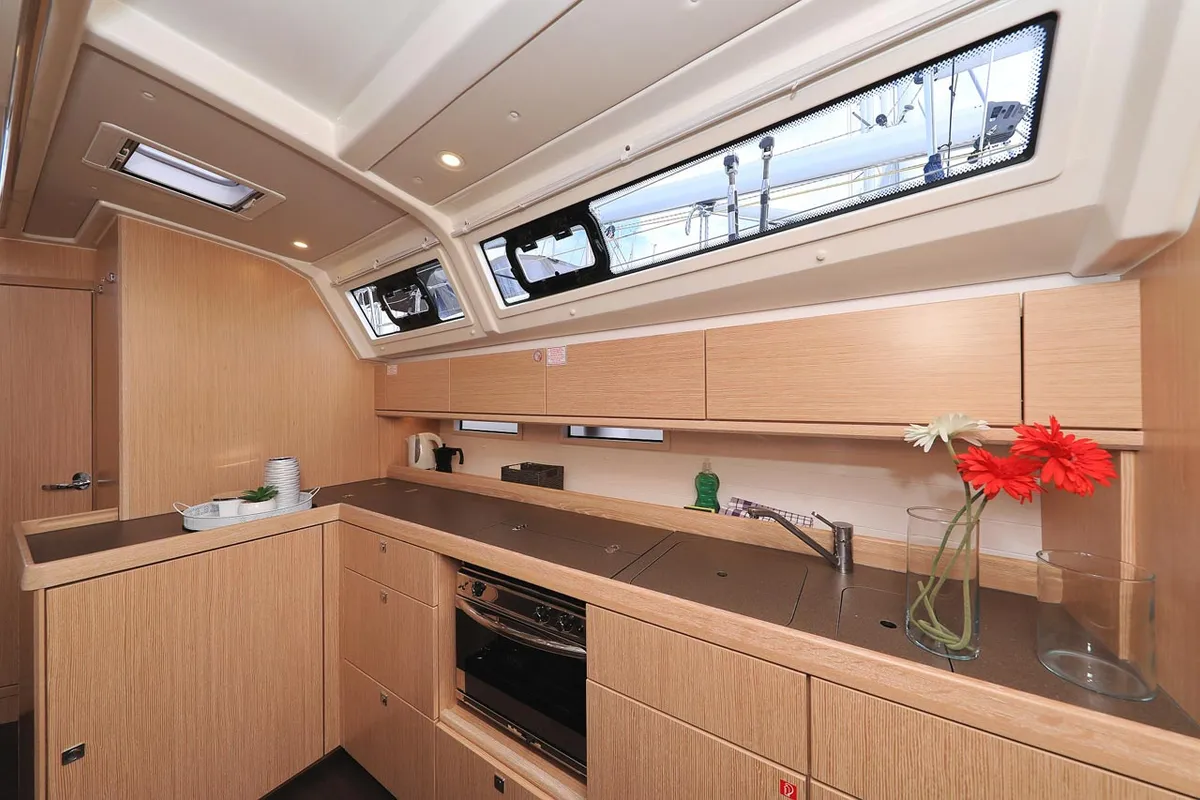Galley of Abiona, a Bavaria Cruiser 46 sailboat at Grad Biograd na Moru, Croatia