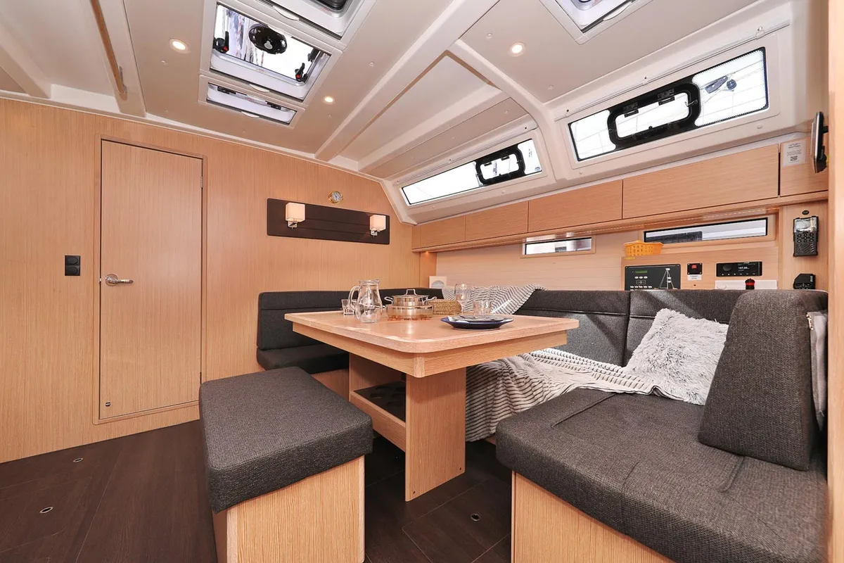 Salon of Abiona, a Bavaria Cruiser 46 sailboat at Grad Biograd na Moru, Croatia