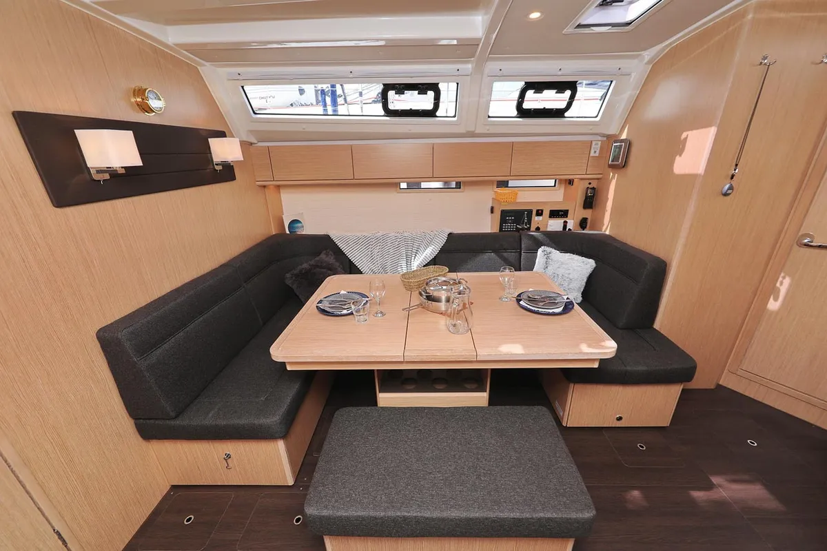 Salon of Abiona, a Bavaria Cruiser 46 sailboat at Grad Biograd na Moru, Croatia