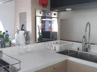 Galley of Eye Candy, a Catlante 720 catamaran at Roche Caiman, Seychelles